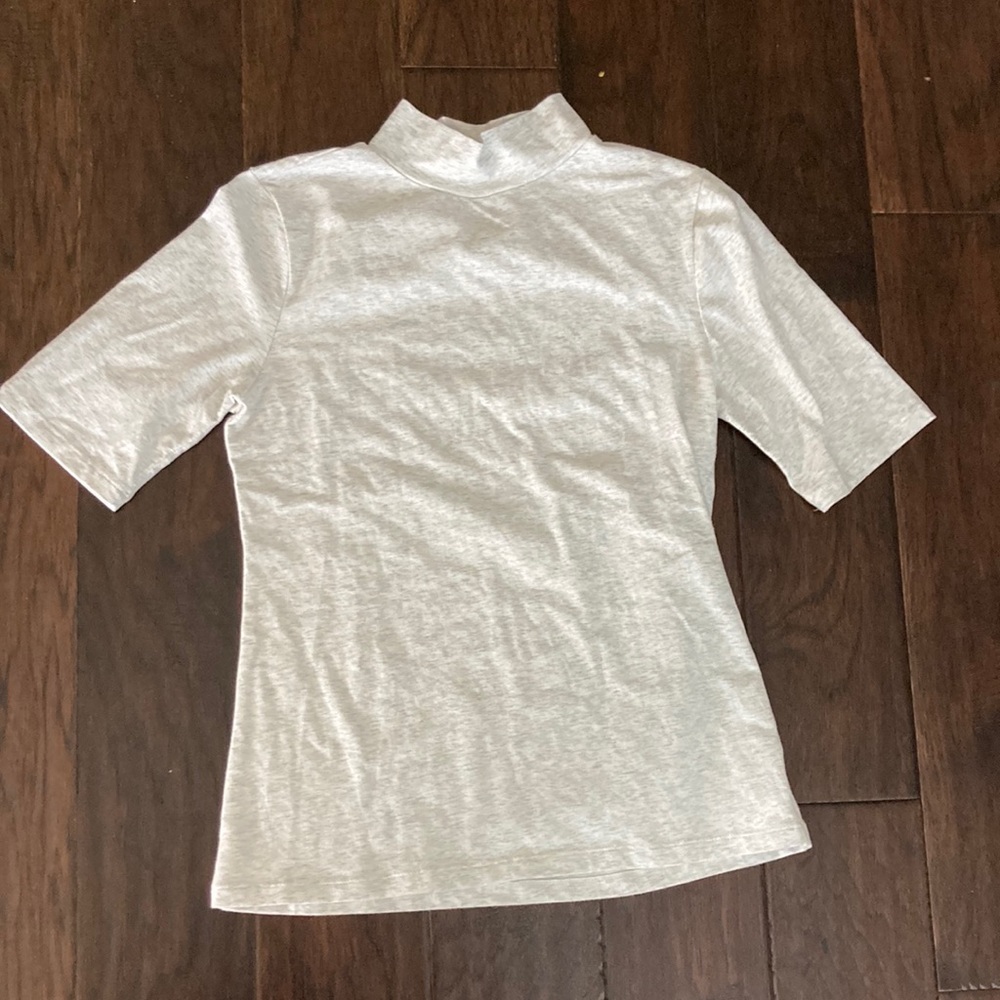 Gap Marled Light Gray Mock Turtle Neck 3/4 sleeve Shirt